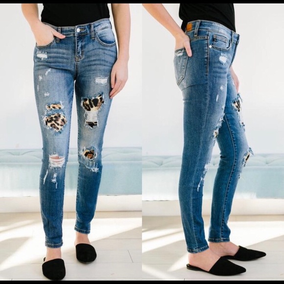 Judy Blue Denim - JUDY BLUE Leopard Patch Skinny Jean